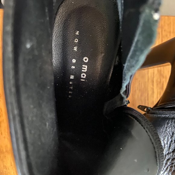 Italian Black Bootie Stacked Block Chunky Heel Boots 39 - Picture 6 of 7